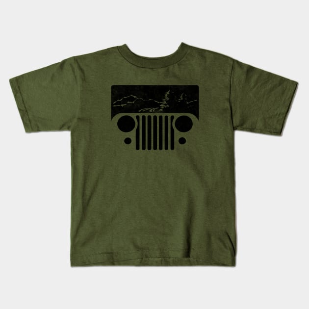 Adventuring CJ Jeep Kids T-Shirt by FalconArt